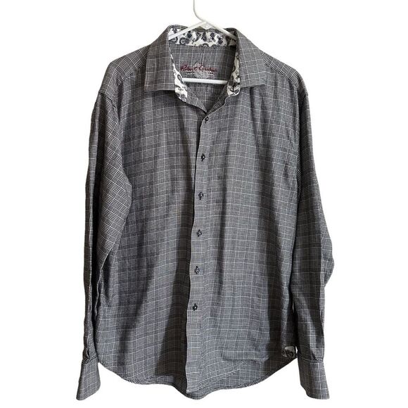 Robert Graham Black and White Plaid Houndstooth Button Down Shirt 2X - Picture 1 of 11